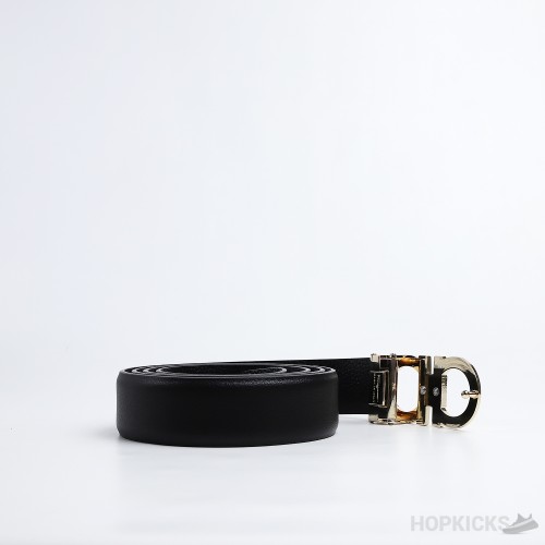 F*rragamo Gancini Gold Logo Buckle Leather Belt